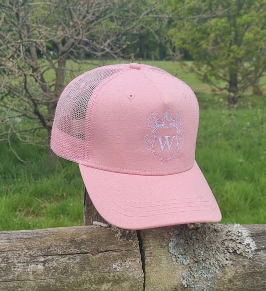 Pink trucker snapback cap