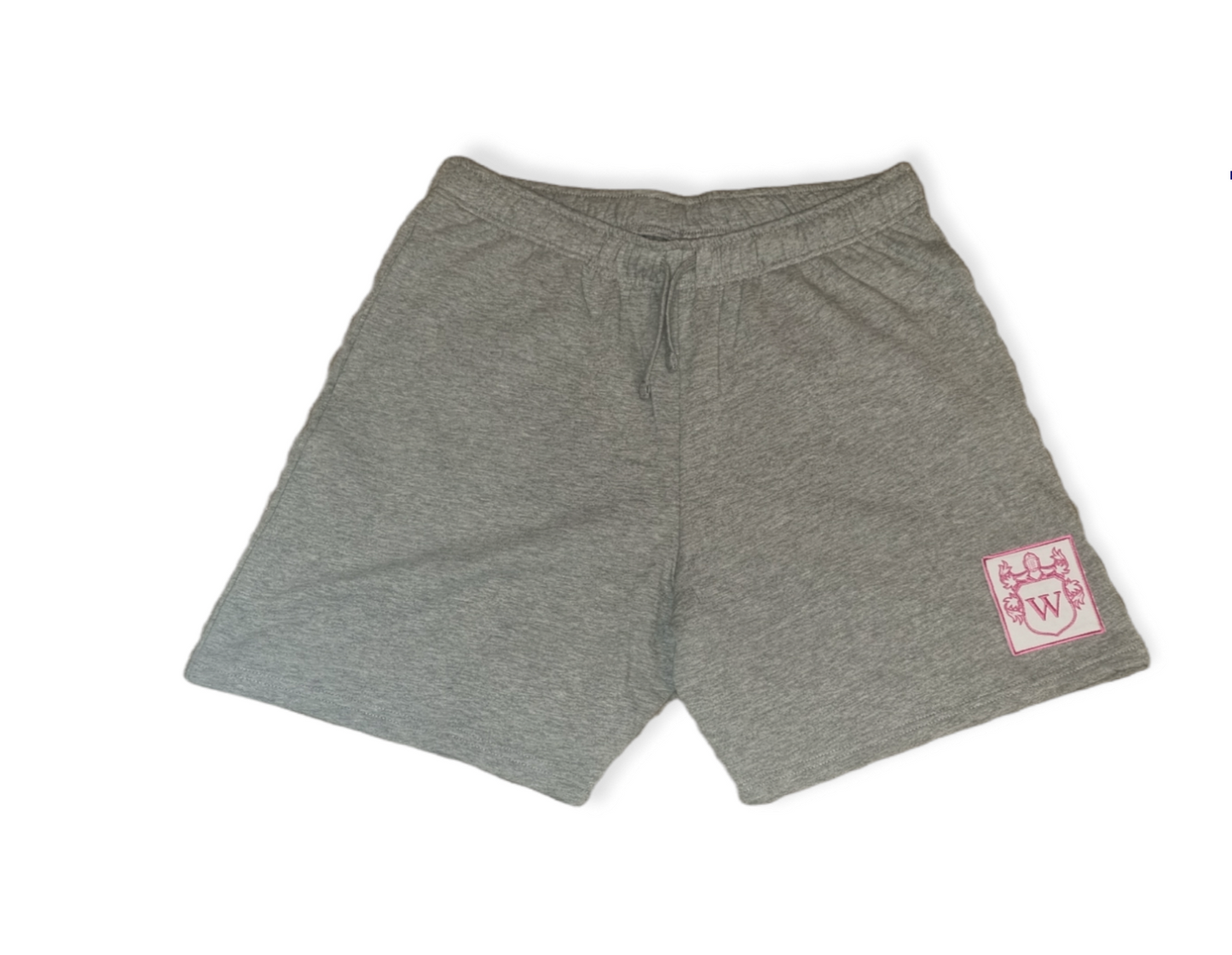 Westbound pink patch grey track shorts